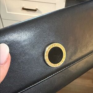 BVLGARI Black leather Wallet with Gold Accent